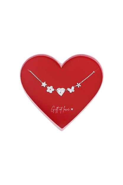 Giftbox butterfly love ketting zilver