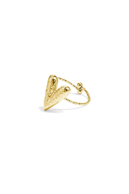 Hart van gehamerde structuur ring goud