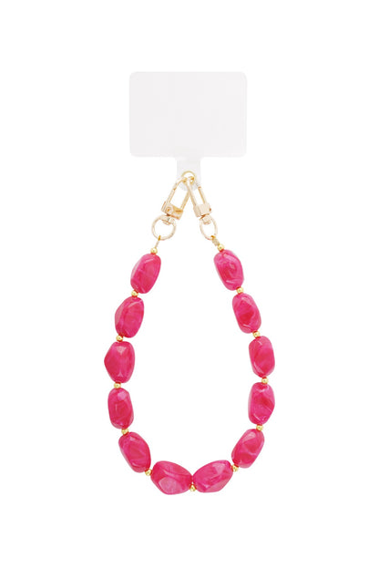 Telefoonkoord kralen rozerood