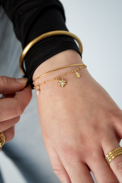 Bloemen armband goud