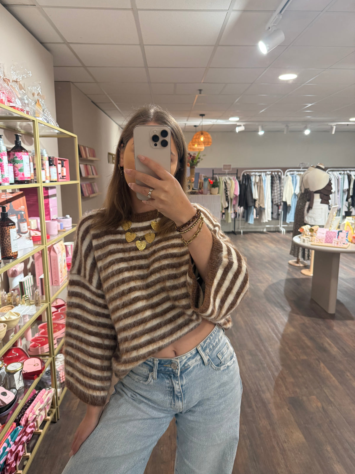 Femke - brushed gestreepte trui