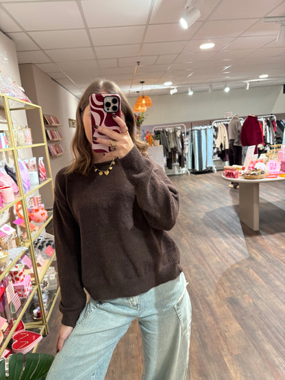 Yinthe - lace sweater bruin