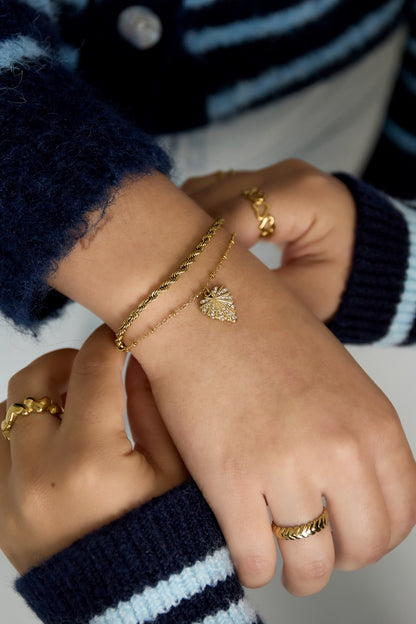 Charm strass hart armband zilver