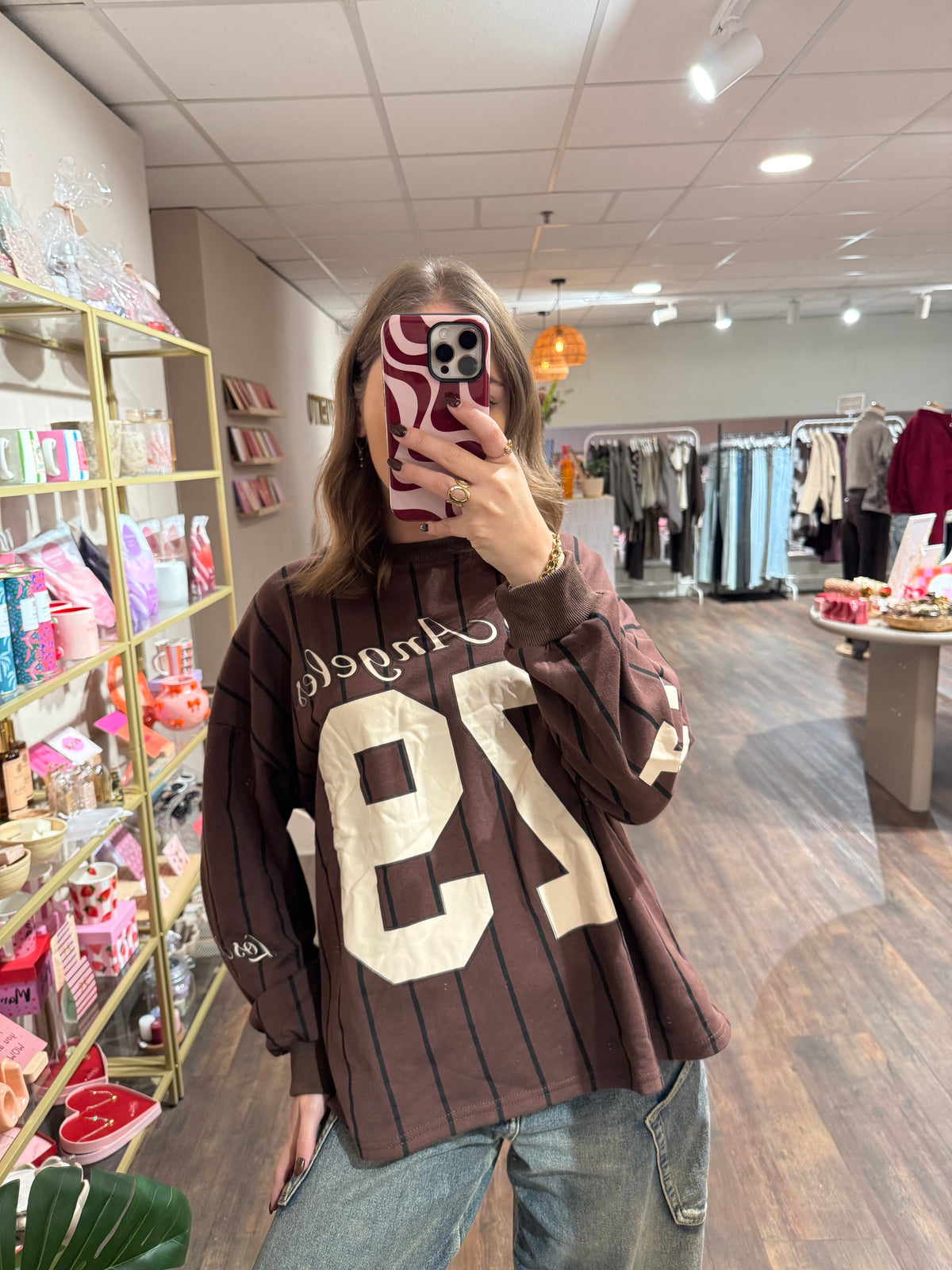 Faye - gestreepte jersey sweater bruin