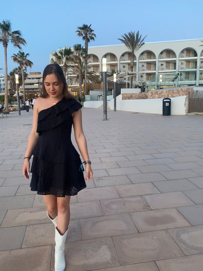 Yara - Jurkje one shoulder zwart