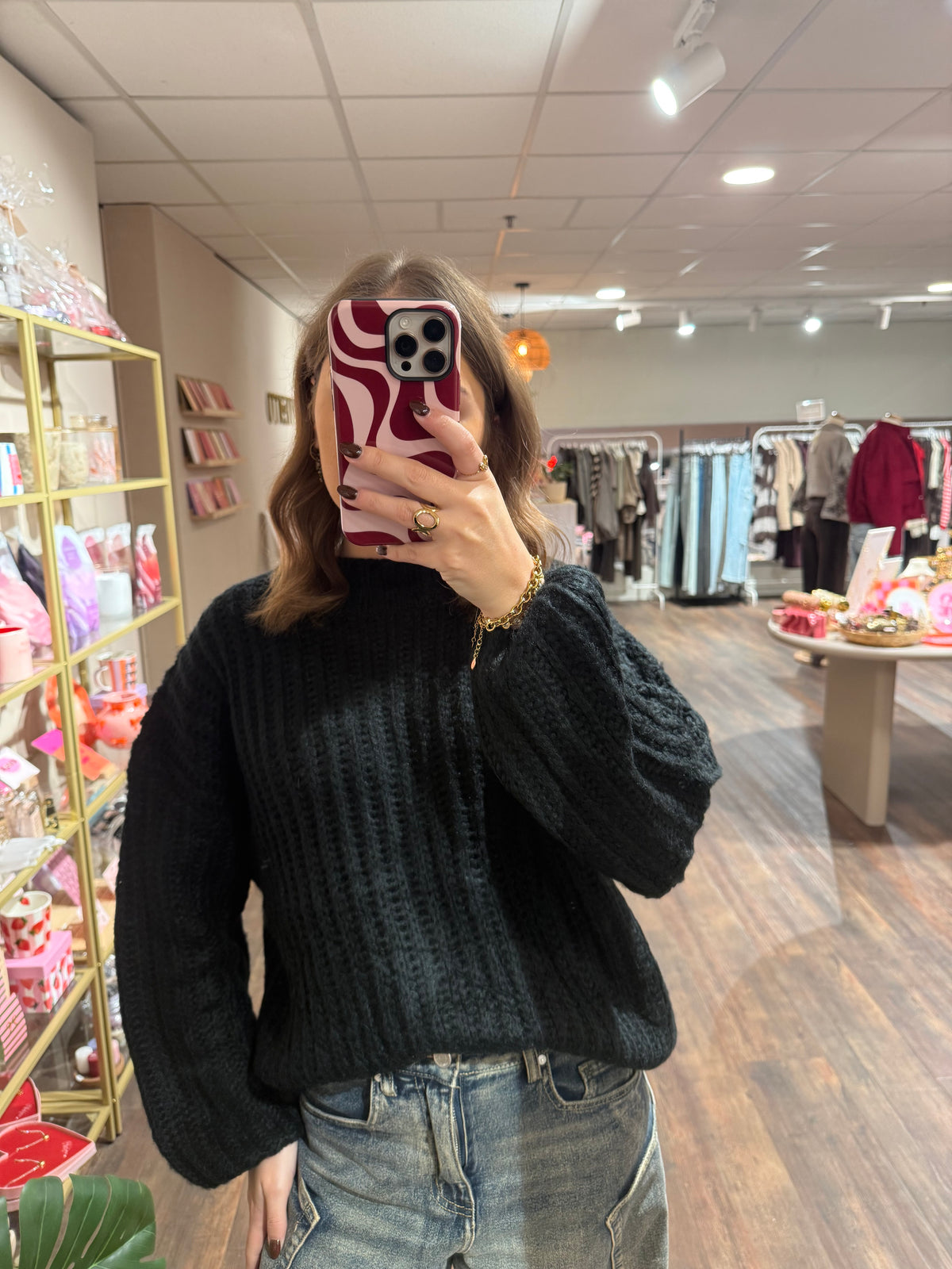 Senna - oversized rib trui zwart