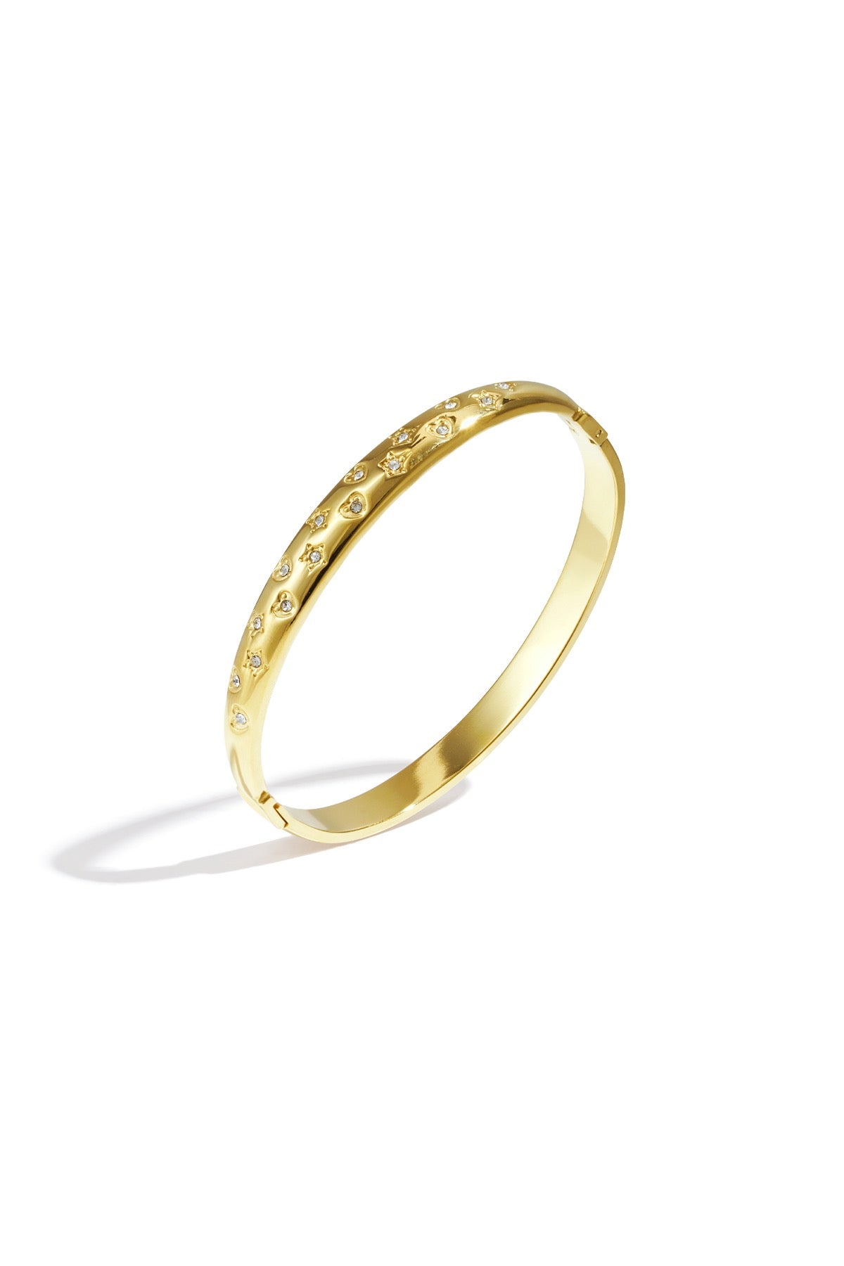 Bangle armband hartjes en sterren goud