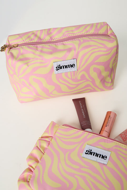 Makeup tas zebra geel