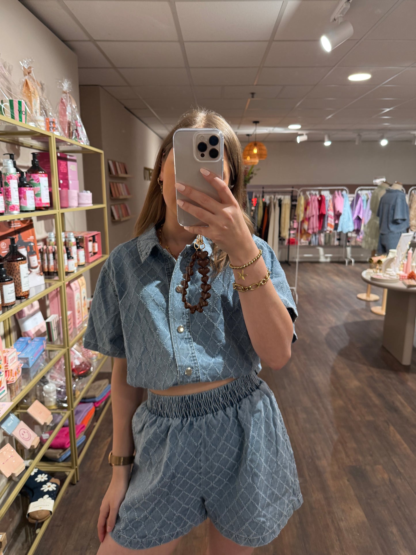 Tessa - textured denim setje