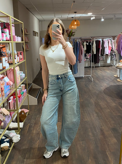 MV - basic top met korte mouwen creme