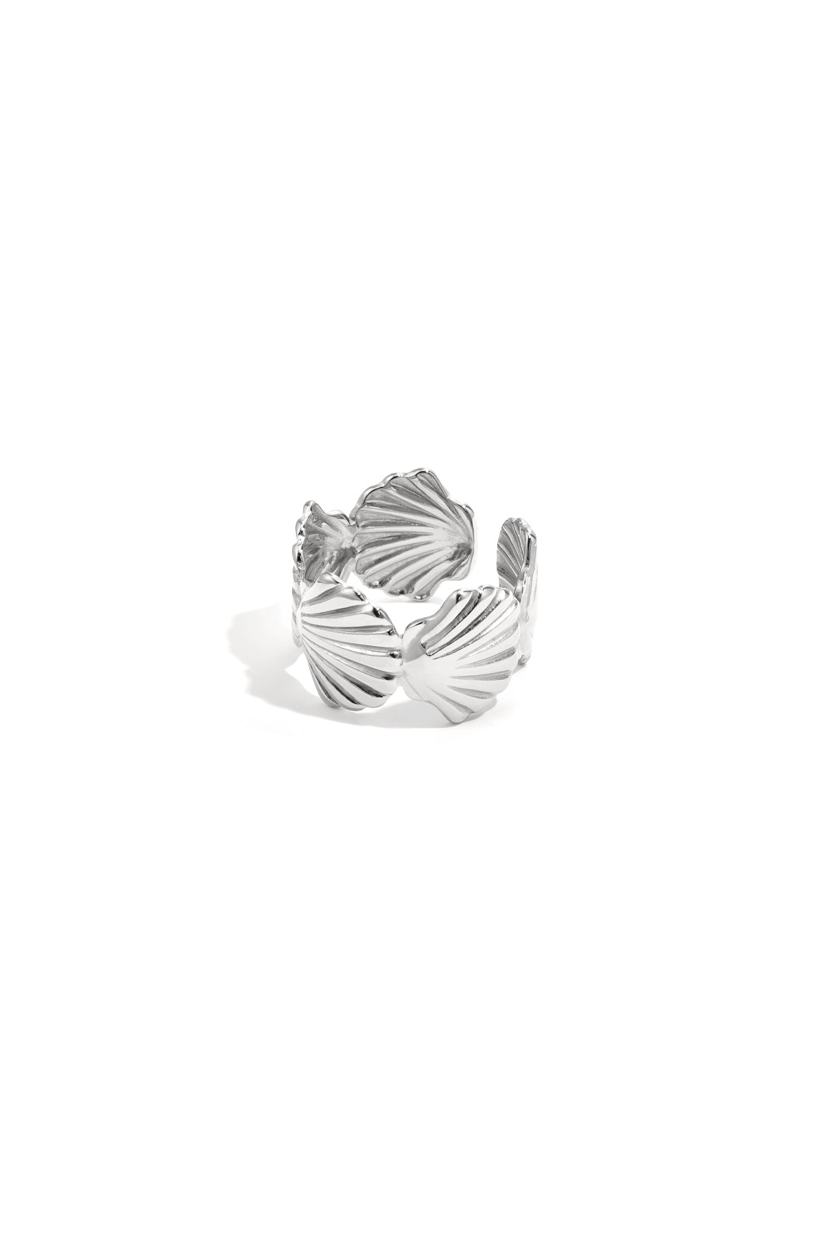 Chunky ring met schelpen zilver
