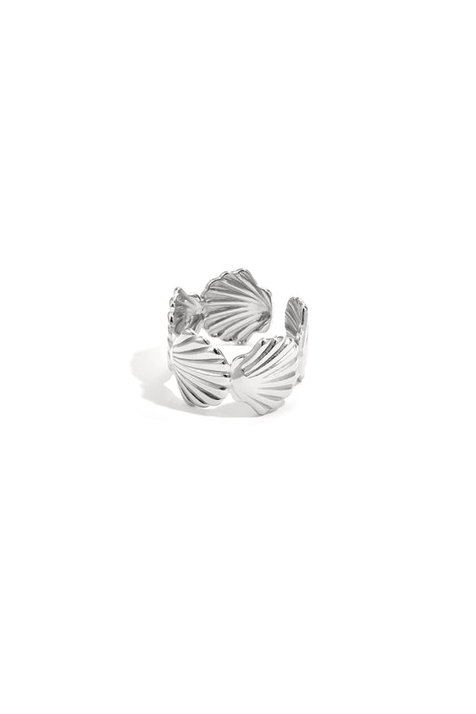 Chunky ring met schelpen zilver