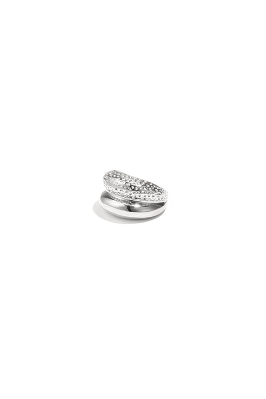 Dubbele ring met structuur zilver