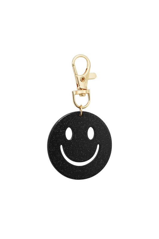 Keep smiling sleutelhanger zwart