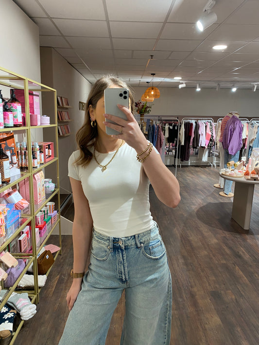 MV - basic top met korte mouwen creme