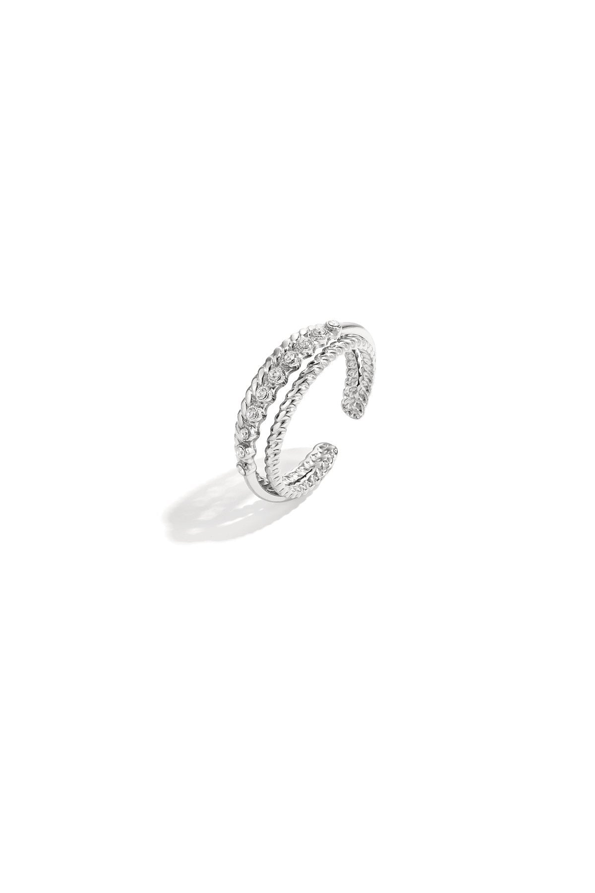 Dubbele ring met steentjes zilver