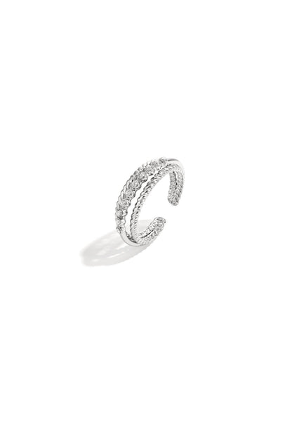 Dubbele ring met steentjes zilver