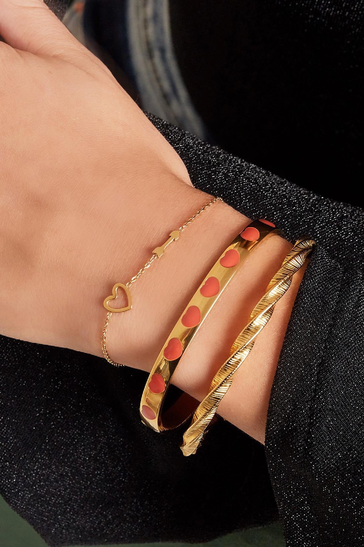 Hart en pijl armband zilver