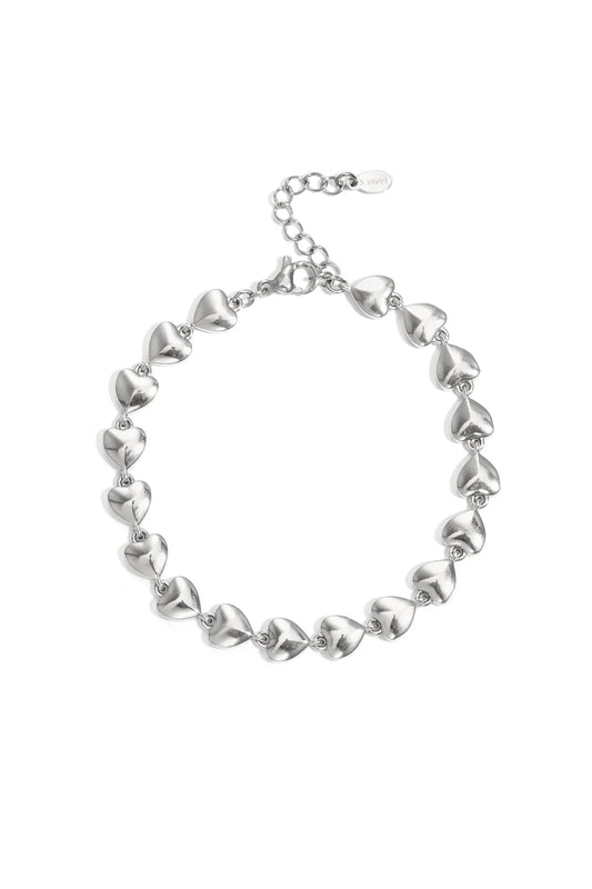 Hartjesrij armband zilver