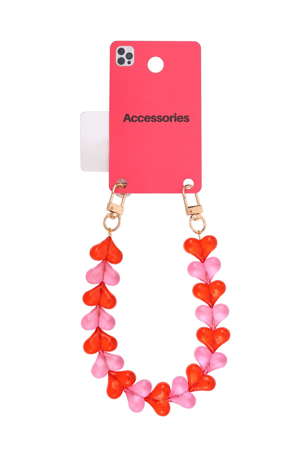 Telefoonkoord hartjes rood mix transparant