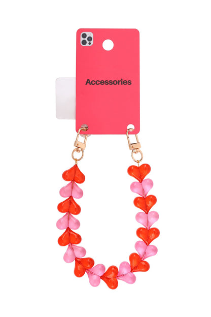 Telefoonkoord hartjes rood mix transparant