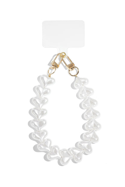 Telefoonkoord hartjes parelmoer