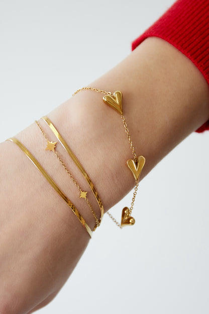 Hartjes armband goud