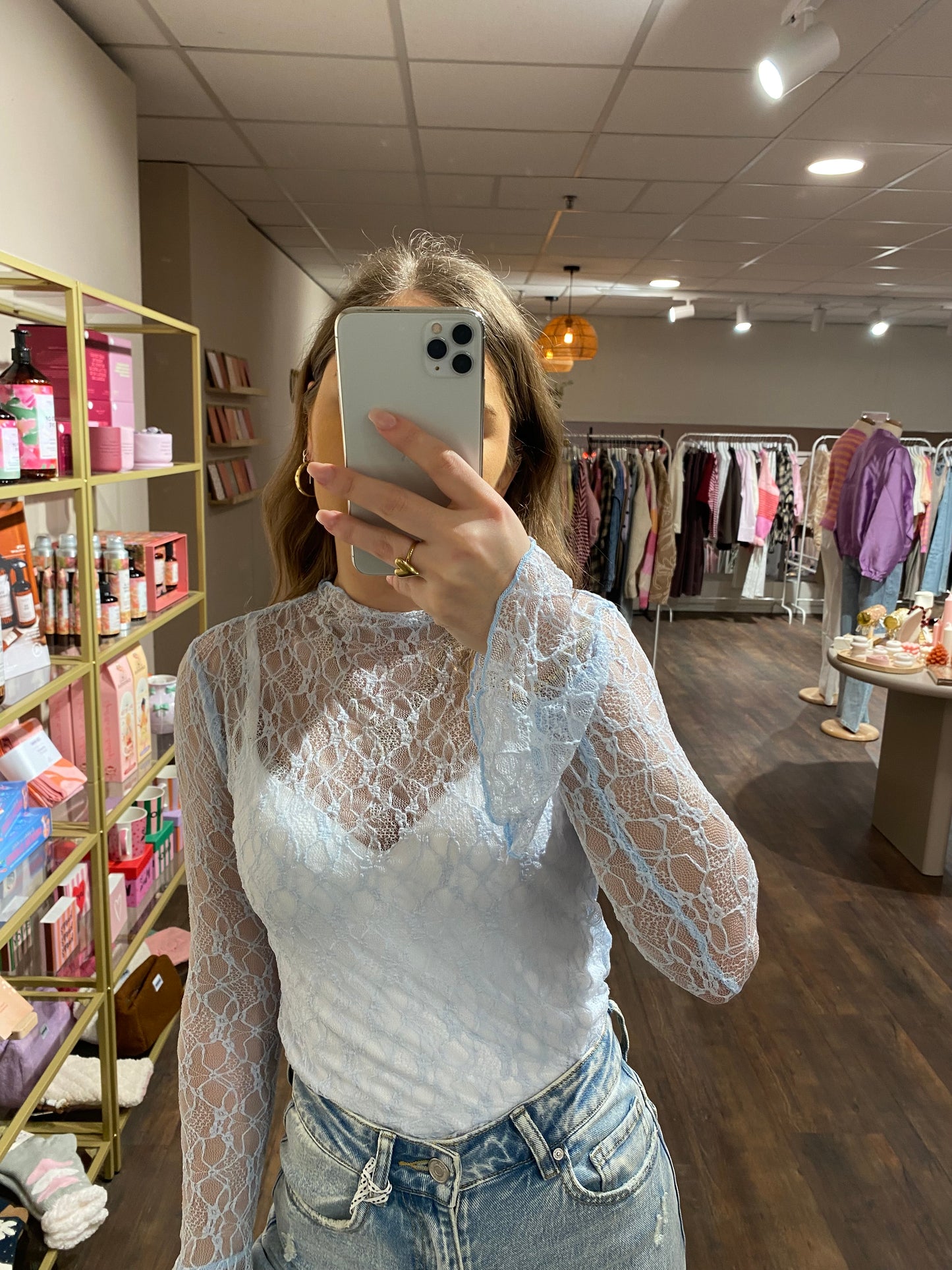 Anna - lace top lichtblauw