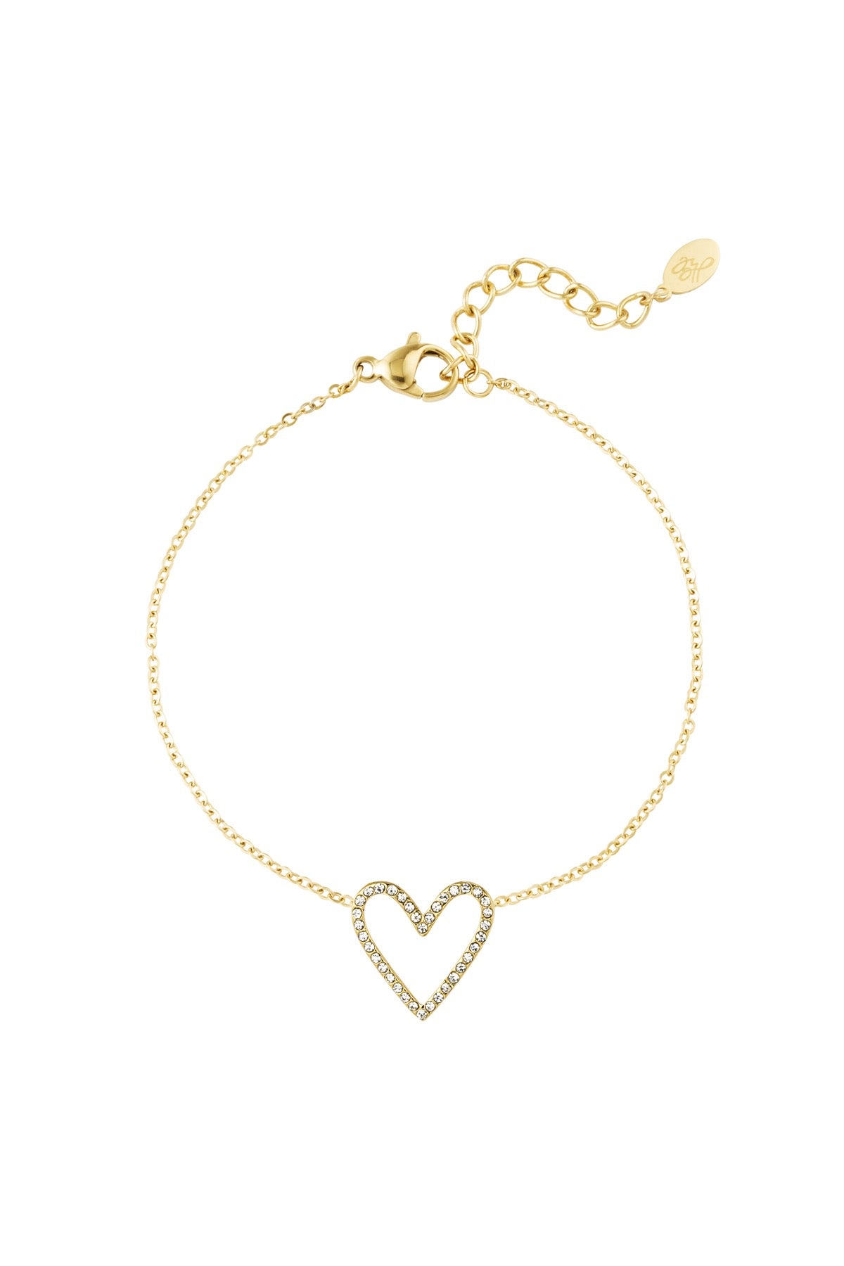 Glitter love armband goud