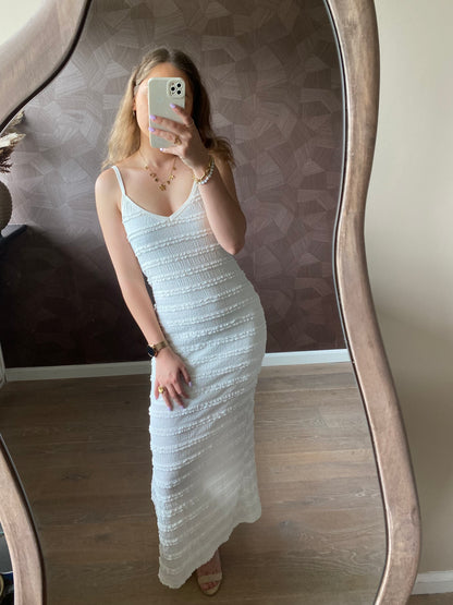 Mila - witte maxi ruffel jurk