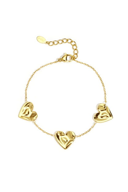 Charm hart armband goud