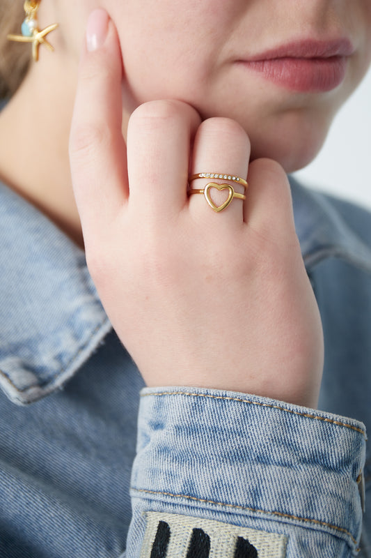 Heart sparkle ring goud