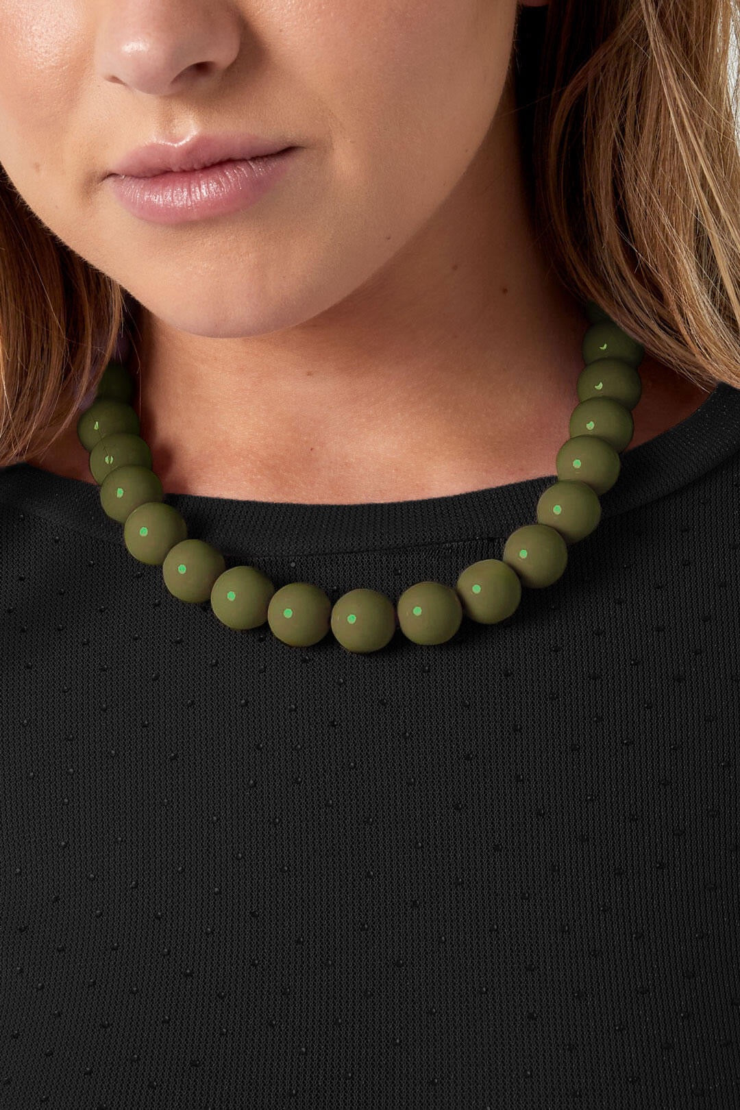 Ketting met grote kralen bruin