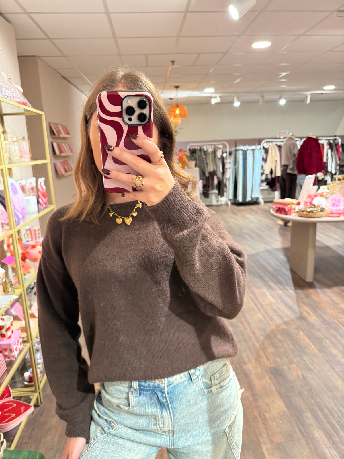 Yinthe - lace sweater bruin