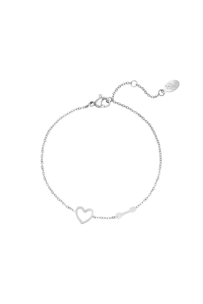 Hart en pijl armband zilver