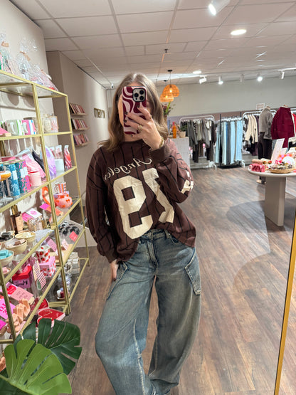 Faye - gestreepte jersey sweater bruin