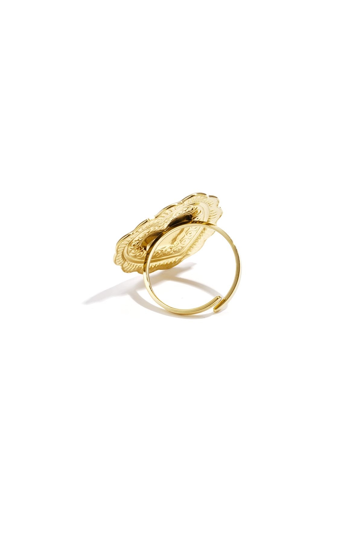 Statement hart ring met patroon goud
