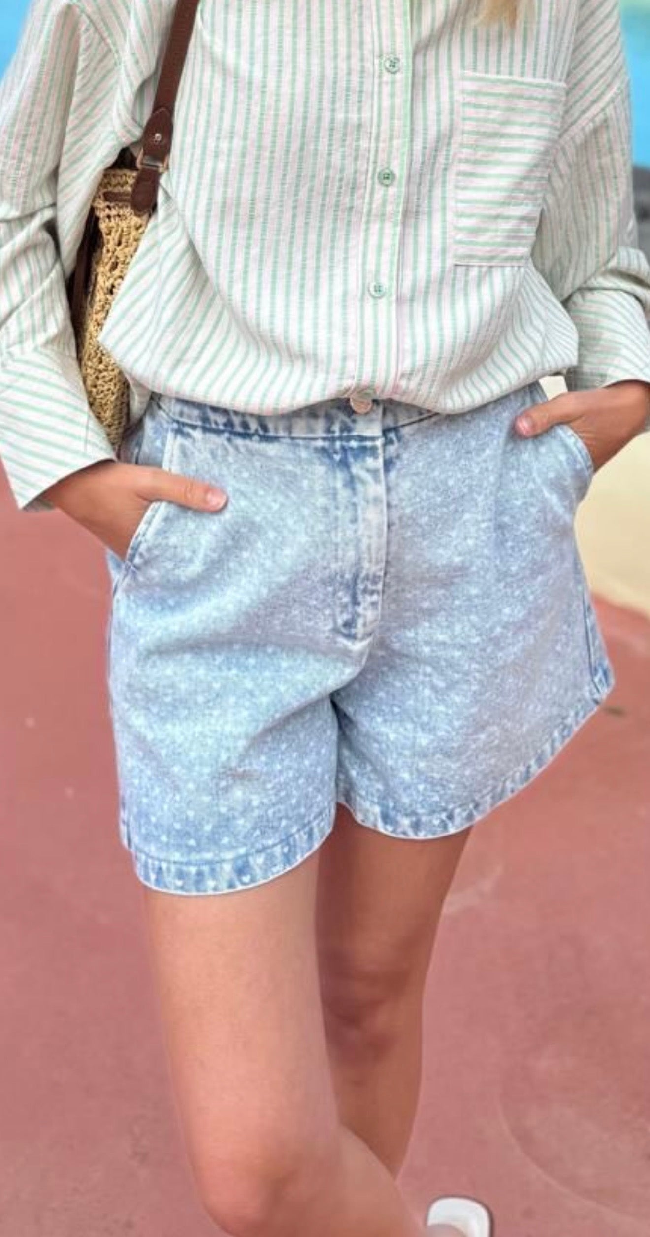 Danee - dot denim shorts