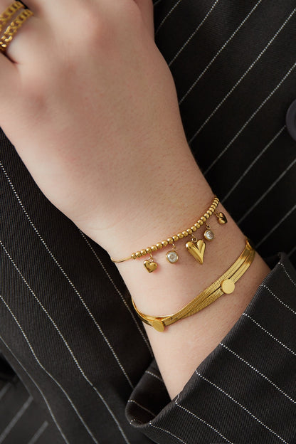 Gleaming heart armband zilver