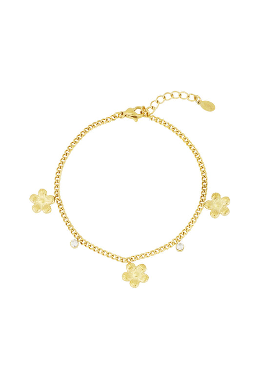 Gleaming flower armband goud