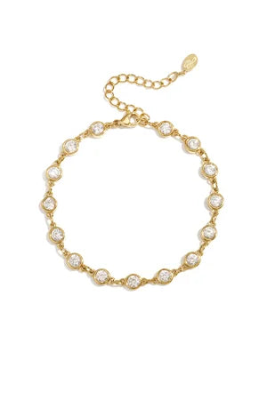 Ronde zirkonia steentjes armband goud