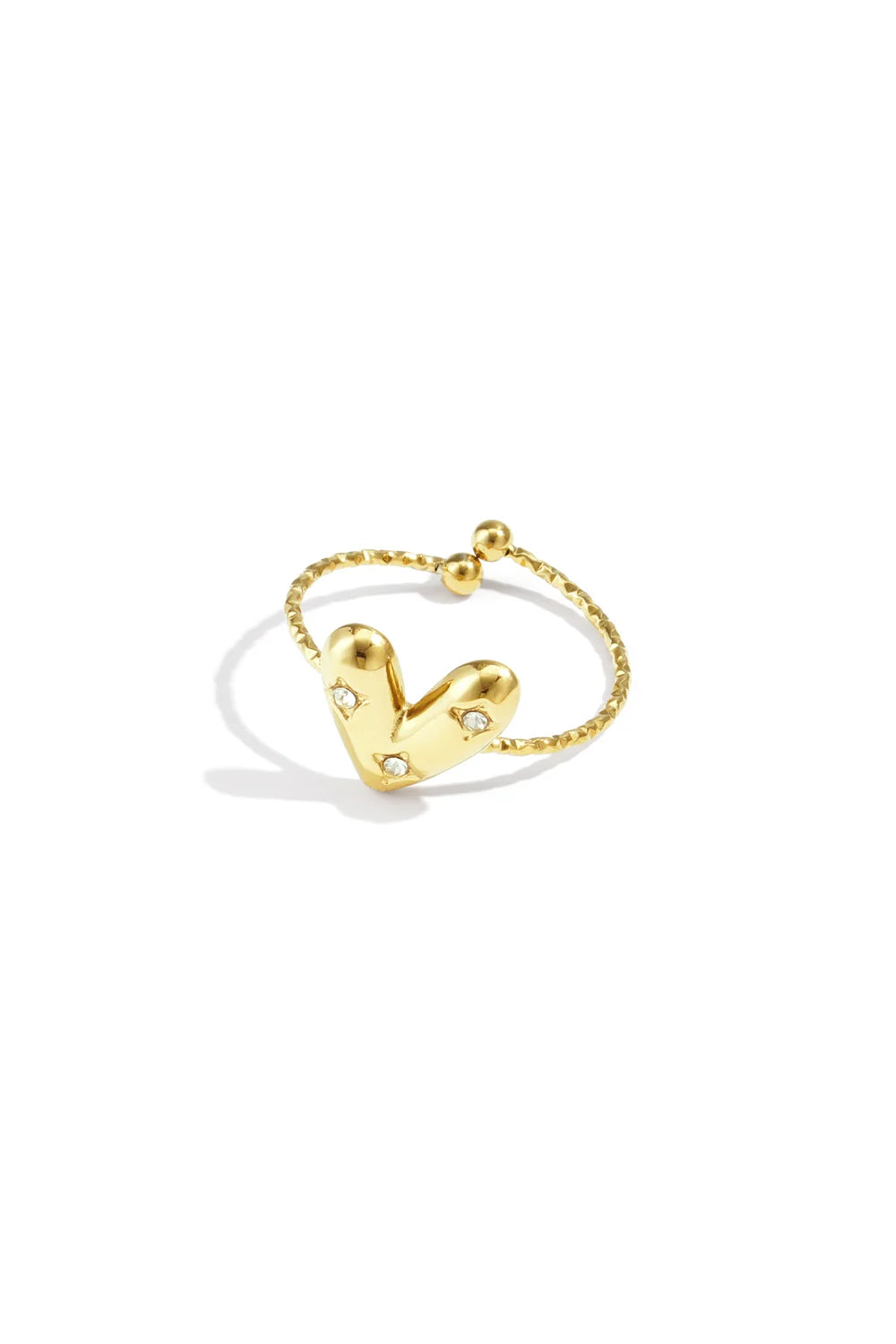 Hart met steentjes ring goud