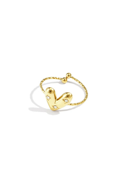 Hart met steentjes ring goud