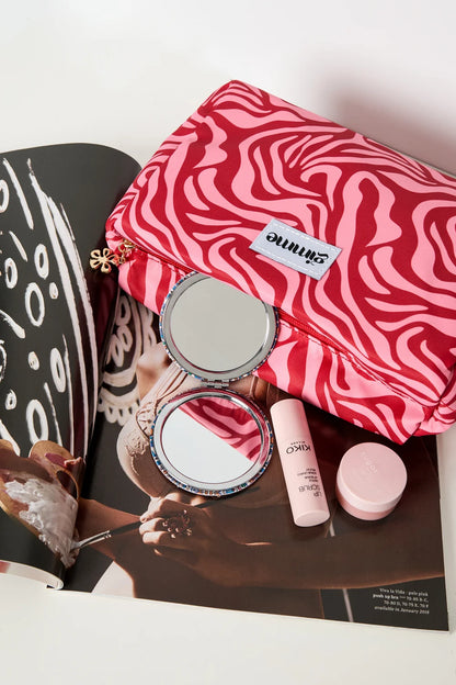 Makeup tas zebra wijnrood/roze