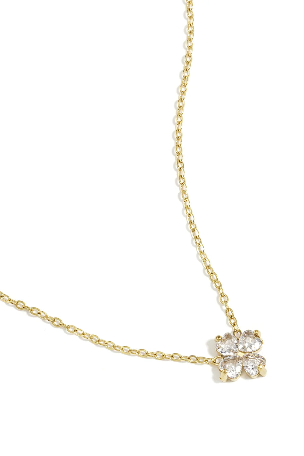 Strass klavertje ketting goud
