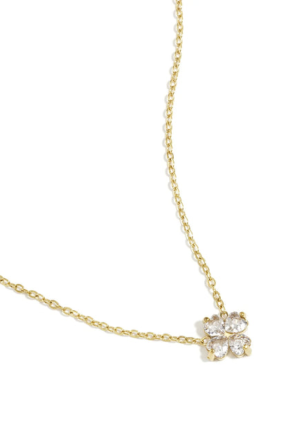 Strass klavertje ketting goud