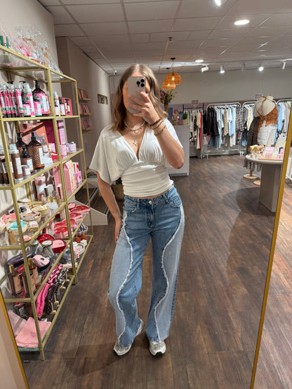 Demi - swirl wide leg jeans