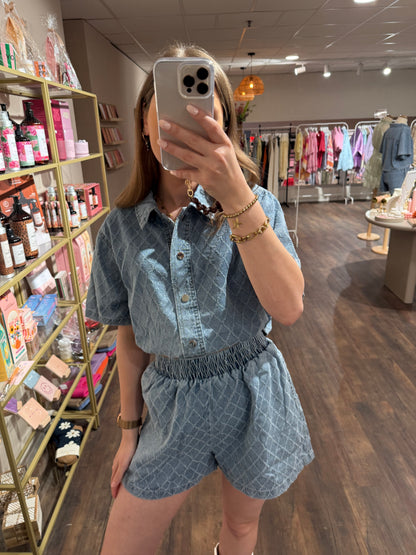 Tessa - textured denim setje