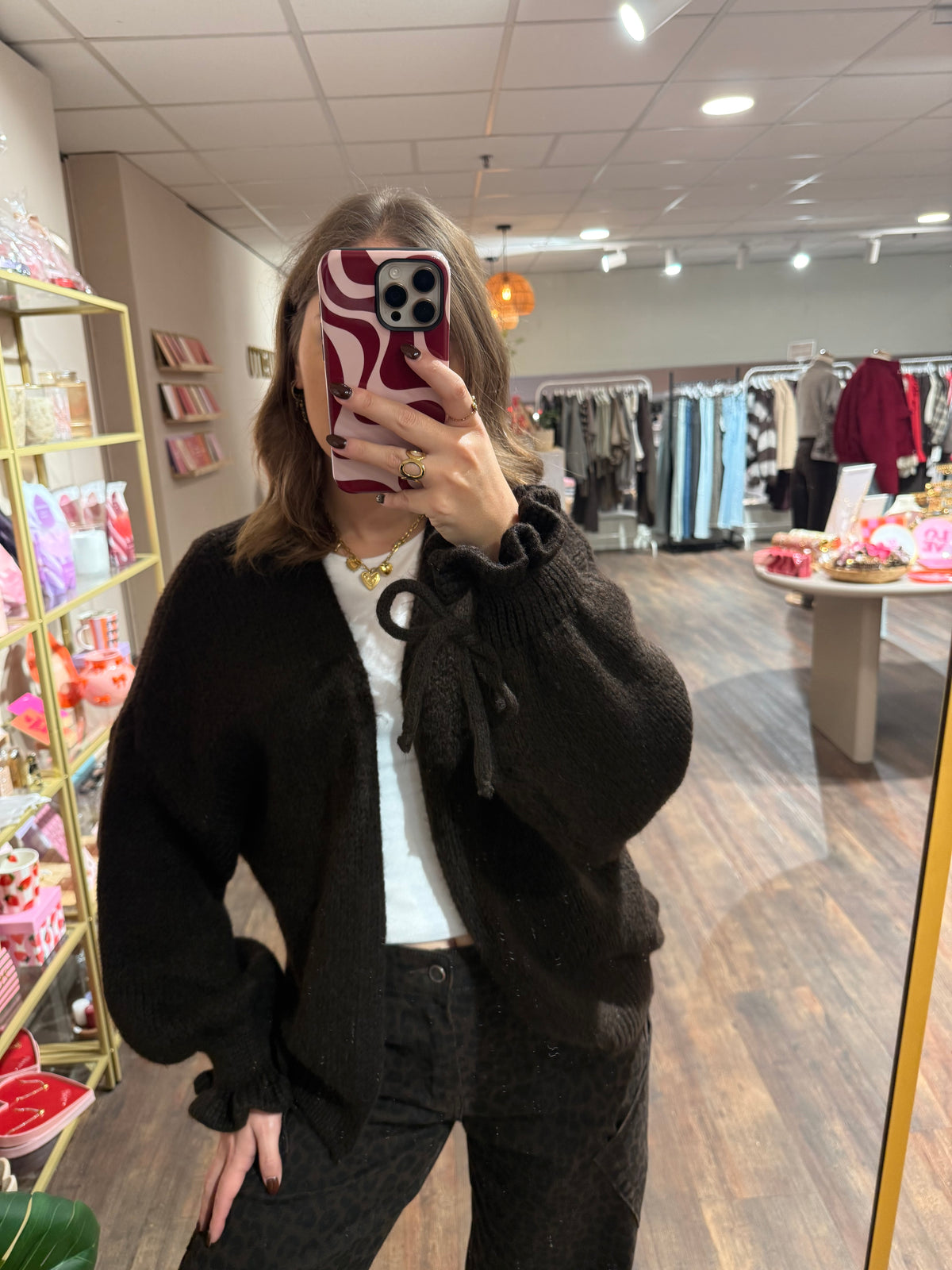 Noelle - ruffle mouw vest bruin
