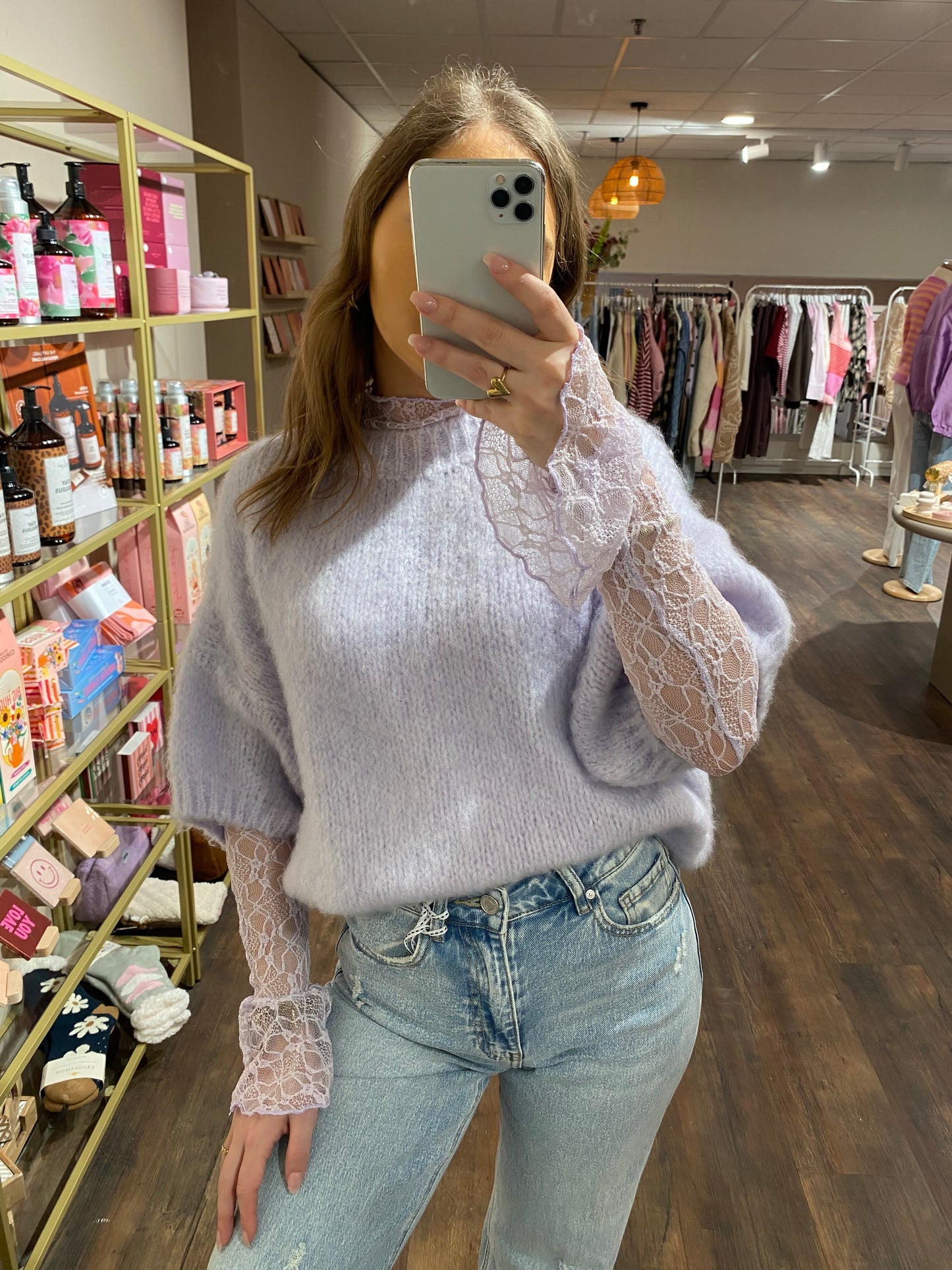 Amy - trui met korte mouwen lichtpaars